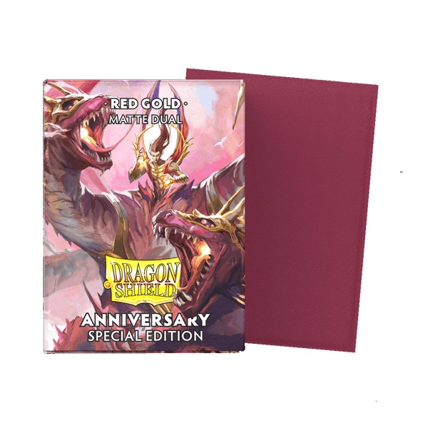 Dragon-Shield-Sleeves-25th-edition-dual-matte-red-gold-standard-size-100-Sleeves